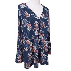 Flowy Boho Blouse Top Plus 2X Ruffle Floral Flare Sleeves Cottagecore‎ Romantic